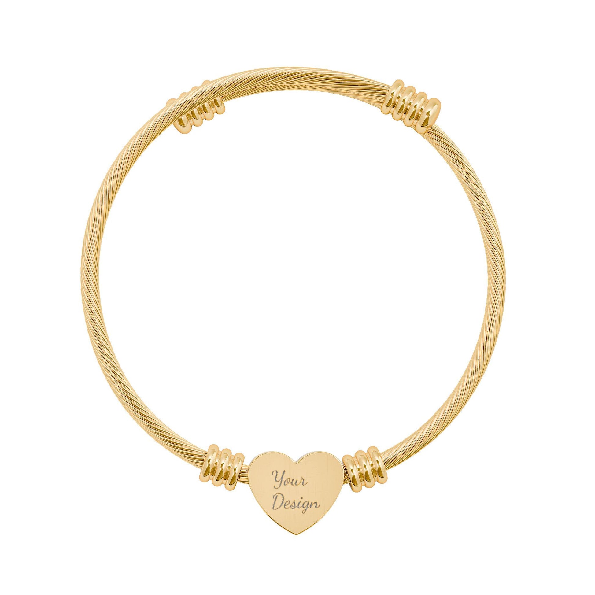 Engraved Heart Cuff Bracelet | Personalized Heart Engraving Bracelet