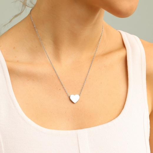 Engraved Heart Necklace, Personalized Heart Pendant Necklace