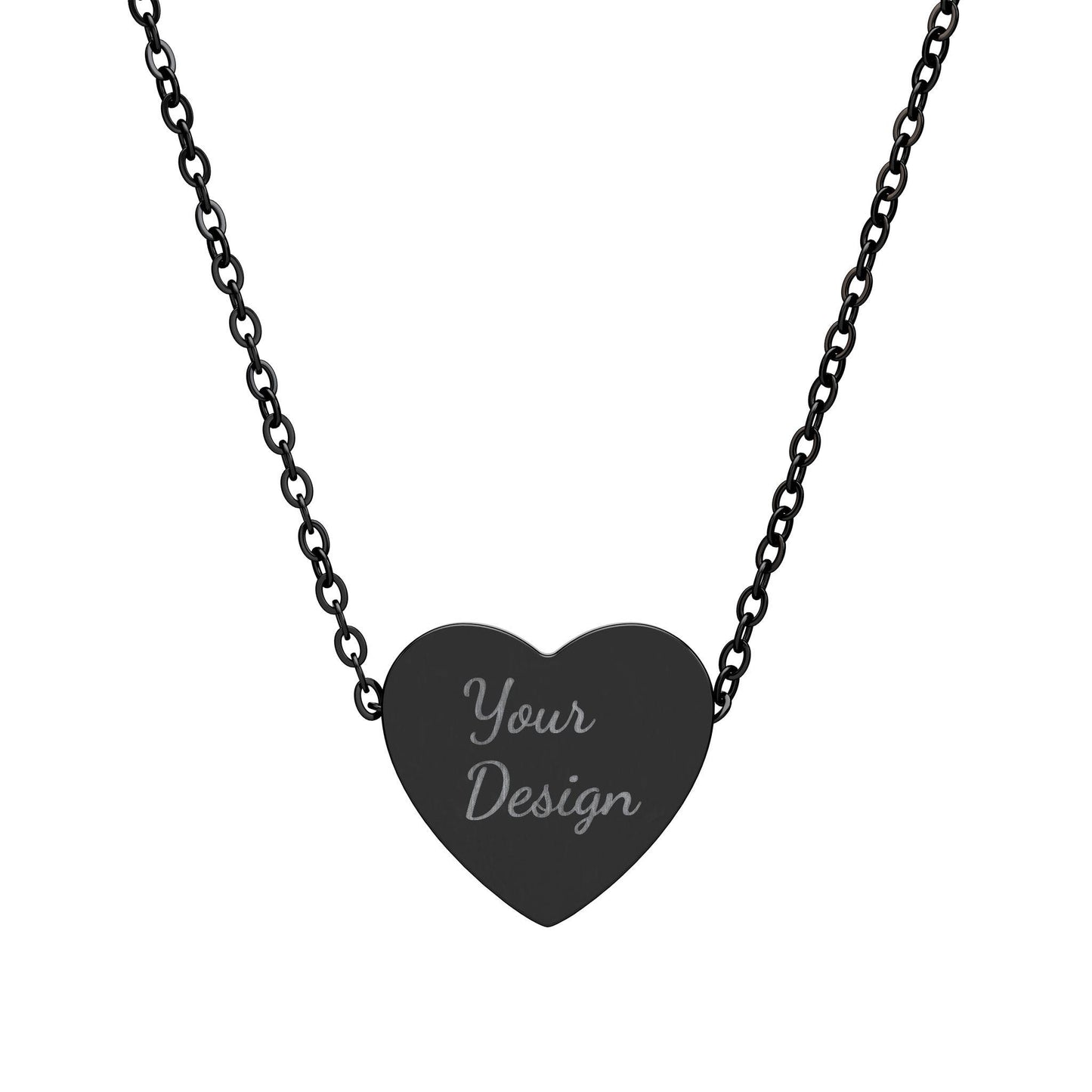 Engraved Heart Necklace, Personalized Heart Pendant Necklace