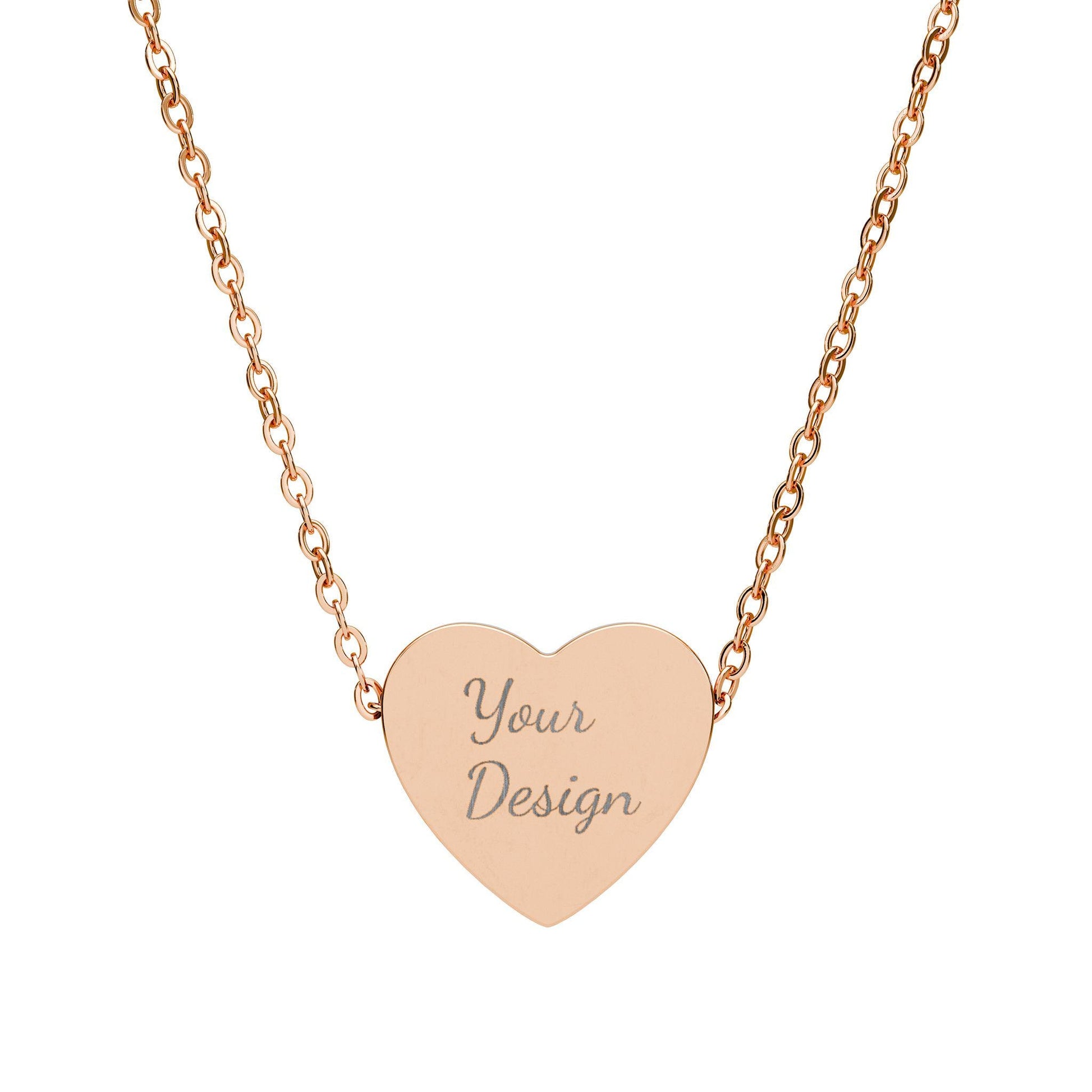 Engraved Heart Necklace, Personalized Heart Pendant Necklace