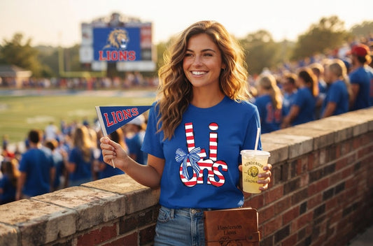 Henderson Lions bow and stripes high school spirit shirt