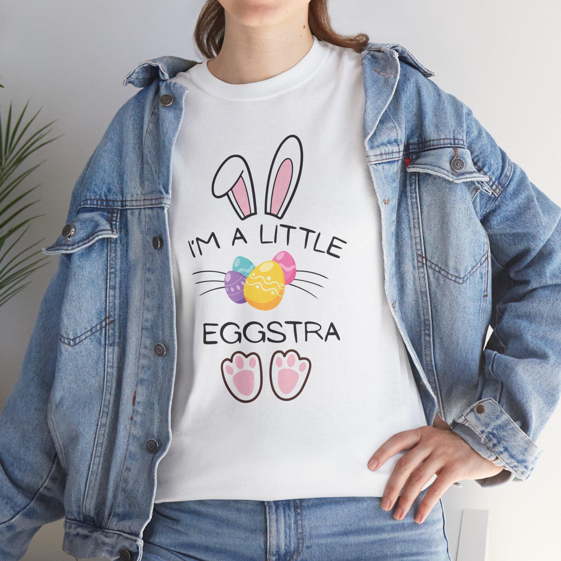 I'm a Little Eggstra Bunny Ears Tee | Easter pastel eggs, bunny paws