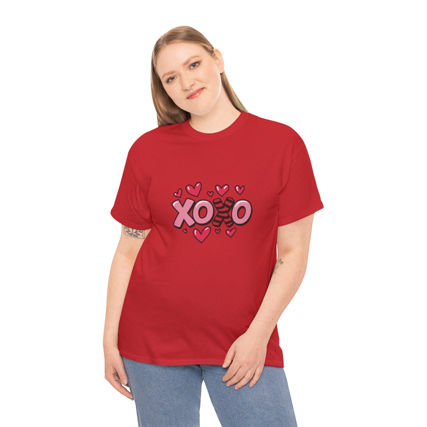 XOXO Hearts Graphic Tee | Pink Cotton Valentine Top