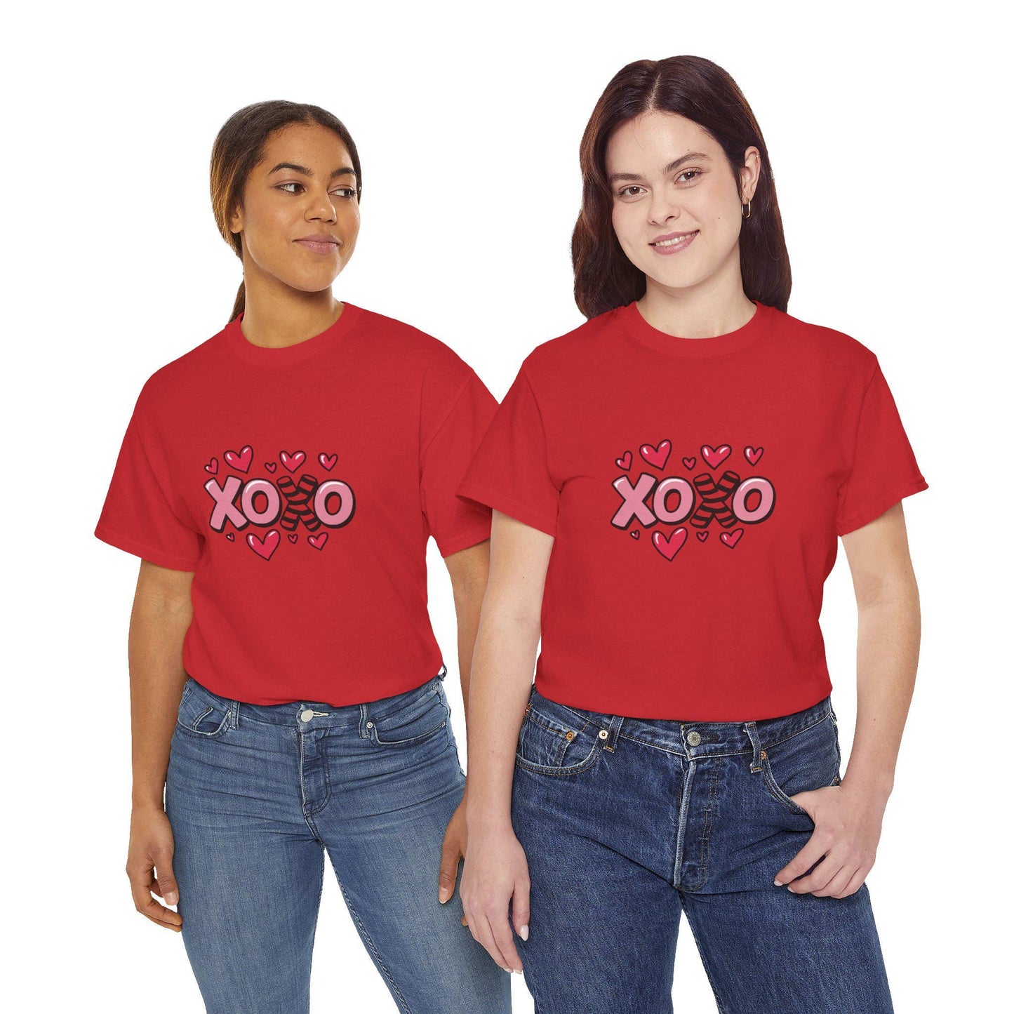 XOXO Hearts Graphic Tee | Pink Cotton Valentine Top