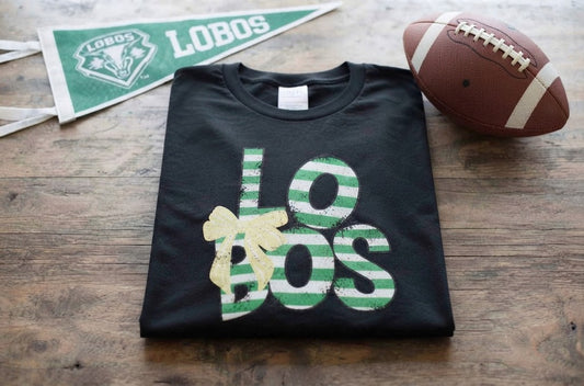 Longview Lobo Bows and Stripes High School Spirit Shirt
